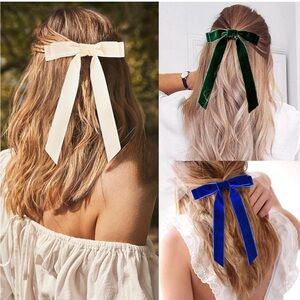 7 pack 8” Velvet Cottagecore clip in Hair Bows -multicolor